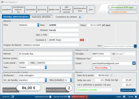 Table des patients de Consult